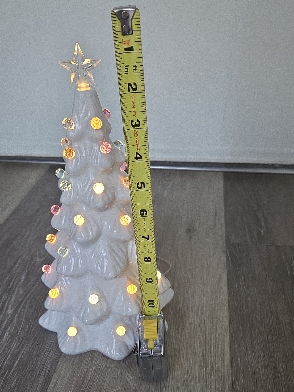 White Ceramic Light-Up Christmas Tree with Multicolor Bulbs